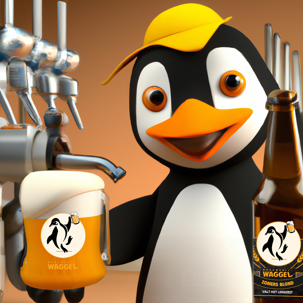 Waggel animatie met bierpul en fles zomers blond 33cl